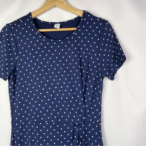 Old Navy Blue & White Polka Dot Cinched Short Sleeve Knee Length Dress S - Picture 3 of 5